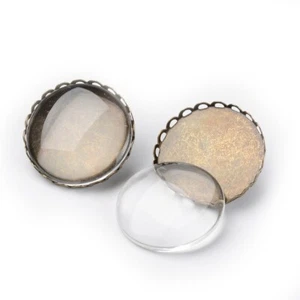 10Sets Iron Brooch Bezel Setting Clear Glass Cabochon Photo Cover Antique Bronze - Picture 1 of 7