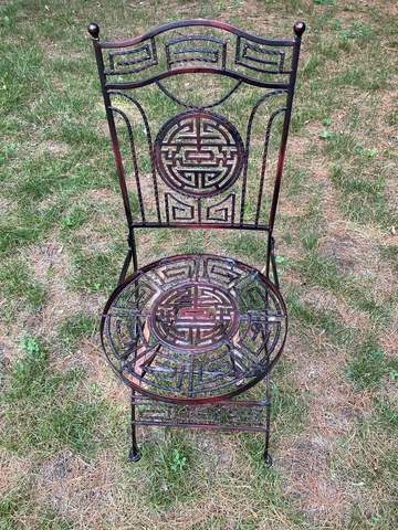 vintage mcm Ming Greek Key Art Deco Wrought Iron style Folding Chair Cover