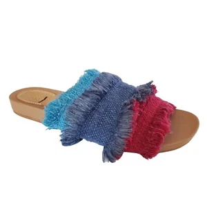 Anthropologie Bill Blass Megan Frayed Slide Sandals Size 6 - Picture 1 of 9