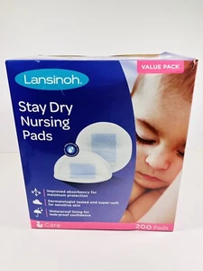 Lansinoh Stay Dry Disposable Nursing Pads for Breastfeeding 200 Count/Box Sealed - Picture 1 of 7