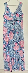 Lilly Pulitzer Sloane Maxikleid Resort weiß Sway With Me Strand Muscheln XL - Bild 1 von 9