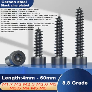 M2-M6 Allen Hex Hexagon Socket Cap Round Head Self Tapping Wood Screw Black zinc - Picture 1 of 75