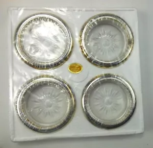 Juego de 4 posavasos vintage de placa de cristal y plata de Leonard Italia en caja - Imagen 1 de 4
