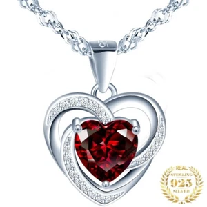 Damen Halskette Herz 925 Sterling Silber Anhänger Kette Schmuck Frauen Geschenk - Bild 1 von 18