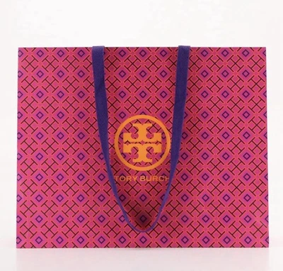 Tory Burch Fuchsia and Violet Geometric Paper Tote Bag Foto 1 de 4