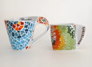 Antoni Gaudì Barcellona Spagna Mosaico 2 Tazzine Espresso per Caffè Cool - Foto 1 di 12