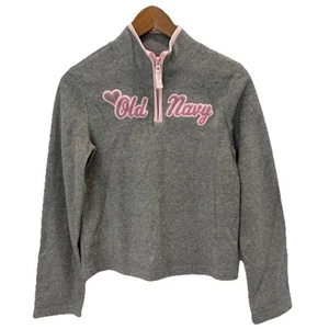 Vintage Old Navy Fleece Pullover 1/4 Zip Sweatshirt Gray Long Sleeve Girls XL - Picture 1 of 6