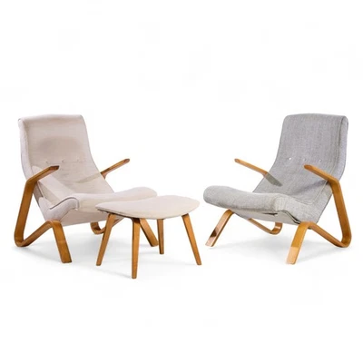 Eero Saarinen para sillones Knoll Mid Century saltamontes - par y otomana Foto 1 de 4