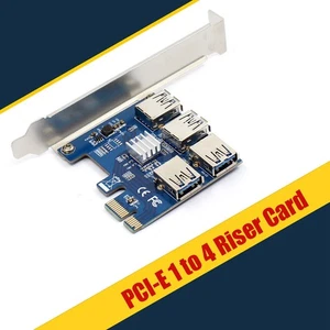 1Pc PCI-E 1 to 4 Riser Card USB 3.0 Port Multiplier Express For Miner - Afbeelding 1 van 12