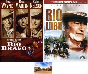 John Wayne Double Feature RIO LOBO & RIO BRAVO 2 DVD + Western Movie Card NEW - Picture 1 of 4
