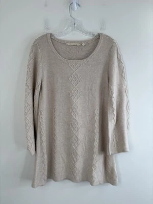 Suéter túnica suave envolvente tejido con cable talla mediana novio boho para mujer Foto 1 de 4