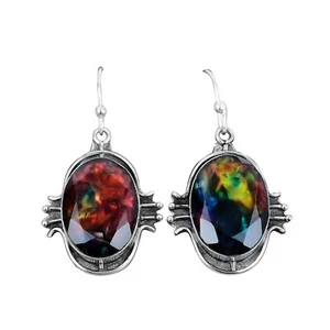 Valentines Sale 925 Silver Ammolite Stone Daughter Gift Drop Dangle New Earrings - Picture 1 of 7
