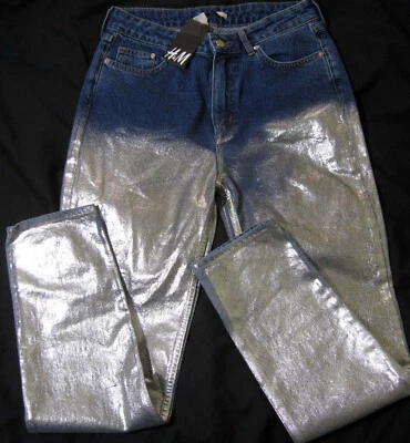 H&M ® Mujer - PLATA PINTADA - Talla 8 - Azul - Pantalones Vaqueros - Nuevos con Etiquetas Foto 1 de 3