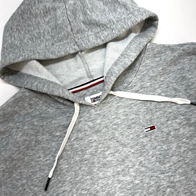 Tommy джинсы укороченный толстовка с капюшоном длинным рукавом пуловер женщина M серый логотипы - Изображение 1 из 4