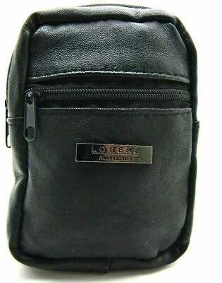 Unisex New Real Soft Black Leather Cigarette Cover Case Holder Lighter Pocket - Image 1 of 4