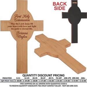 Personalized Wood Cross Custom First Holy Communion Confirmation Religious Gifts - Picture 1 of 3