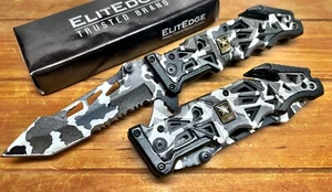 ARMY Spring Assisted Opening Winter CAMO Tactical Folding Pocket Knife Blade NEW - Picture 1 of 2