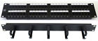 Cat5E 19" 48 Port Patch Panel + Ring Cable Tidy Comms Rack Data Network Cabinet