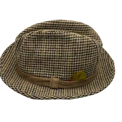 Sombrero Borsalino Fedora De Colección Para Hombre Talla 7 3/8 Marrón Tweed Ajustado Abuelo Detective Foto 1 de 4