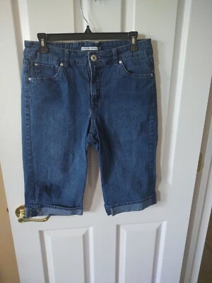 Pantalones capris para mujer Bandolino azul jean elástico con puños talla 10 Foto 1 de 4