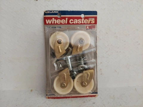 4 Vintage New Old Stock  Melard Stem Wheel Furniture Casters 1 5/8" Cover