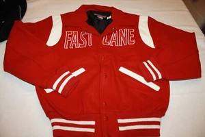 Vintage STEWART & STRAUSS Letterman’s VARSITY JACKET CRUISIN FAST LANE RED SMALL - Picture 1 of 3