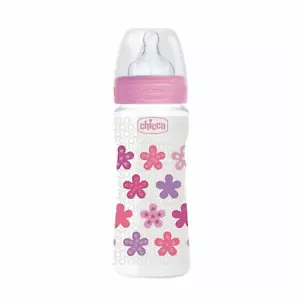 Chicco Well-Being Feeding Bottle With Silicone Teat(250 ml)For Baby of 2M+(Pink) - Picture 1 of 5