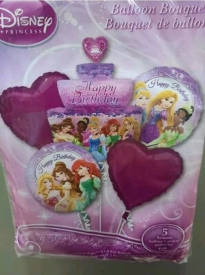 Disney Princess X 5 Balloons Bouquet Foil  Kids Happy Birthday party decoration  - Image 1 of 4