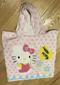 Hello Kitty Hooded Towel Poncho Kids Bath Pool Beach 100% Cotton Age 2-6 - Picture 1 of 2