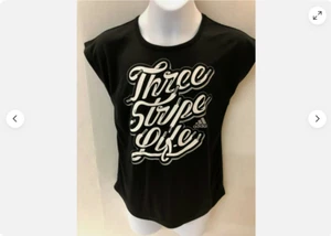 Adidas Girl's Tee Gym Soccer Shirt Three Stripe Life (BLACK XL 14/16)NWT - Picture 1 of 3