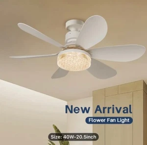 20” Quiet Indoor Small Ceiling Fan with LED Light and Remote Control E27 Ceiling - Picture 1 of 11