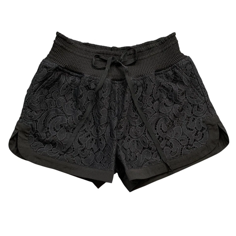 Pantalones Cortos Cabi Para Mujer S Pequeños Negros Mezcla Nylon Lena Encaje Cintura Elástica Cordón Foto 1 de 4