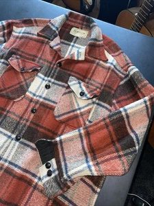 Camicia grande Melton anni 60 lana flanella multicolore quadri shacket vintage WOW - Foto 1 di 14