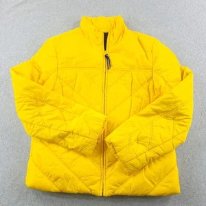 Ralph Lauren Jacket Womens Medium Bright Yellow Quilted Puffer Full Zip Pockets - Picture 1 of 17