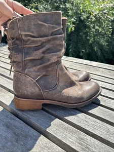 Sofft Sharnell halbhohe braune Damen-Schnürstiefel aus Veloursleder hinten Größe 9 - Bild 1 von 7