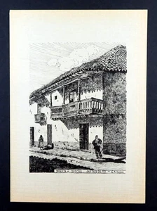 Rincon, Santa Fe, Bogota, 1960 Arnoldo Michaelsen etching, vintage art print - Picture 1 of 3
