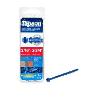 TAPCON 24110 3/16-in x 2-3/4-in Hex-Washer-Head Concrete Screw Anchors 8-Pack - Picture 1 of 3