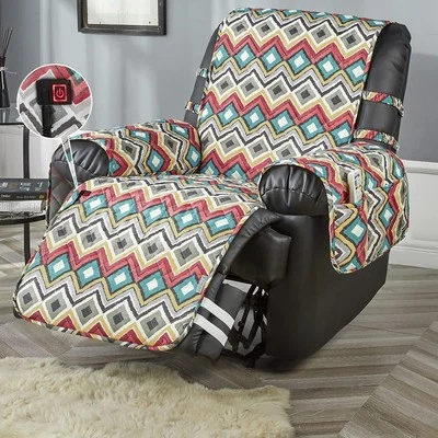 STONECREST Heated Recliner Cover, Water Resistant Print Recliner Slipcover, S... - Image 1 of 4