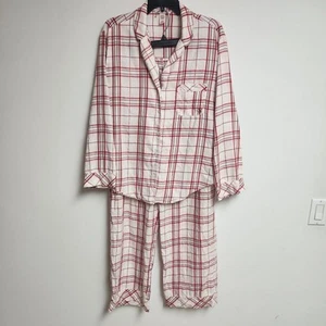 Victoria's Secret karierter Pyjama Damen Gr. Medium weiß rot pfefferminz Set weich - Bild 1 von 22