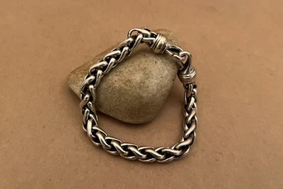 Brazalete de cadena de trigo David Yurman de plata de ley de oro de 14 quilates de 8 mm de 1,7 onzas Foto 1 de 4
