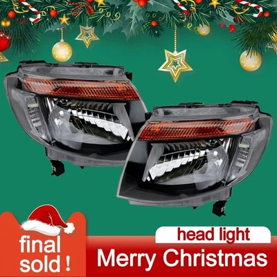 Set / Pair LH+RH Head Light Lamp Black For Ford Ranger PX 11~15 XL XLS Wildtrak - image 1 of 4