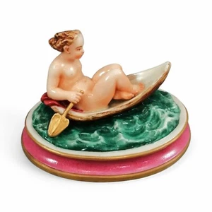 19th Century Majolica Pottery Figurine, Nude Girl in Boat, Minton Style - Picture 1 of 14