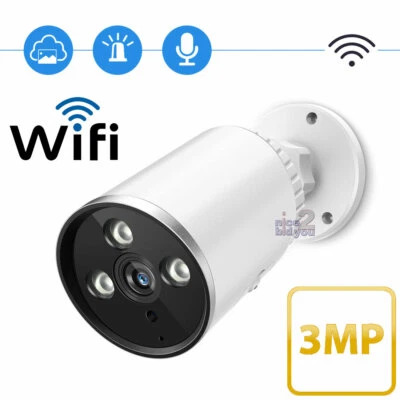 3.0MP Waterproof Bullet HD IP Camera Outdoor Security Wireless CCTV Night Vision - Image 1 of 4