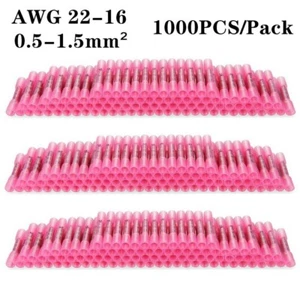 1000 STCK. Rot Hitzeschrumpf Butt Draht Stecker Crimp Spleiß Klemmen Kit 16-22 AWG - Bild 1 von 7