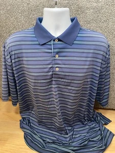 Peter Millar Summer Comfort Men’s XL Polo Shirt Short Sleeve Purple Stripes - Picture 1 of 11