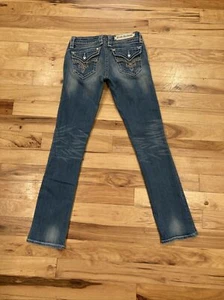 ROCK REVIVAL Jasmine Easy Straight Womens Blue Denim Jeans TAG 25 Fits 28W x 31L - Picture 1 of 12