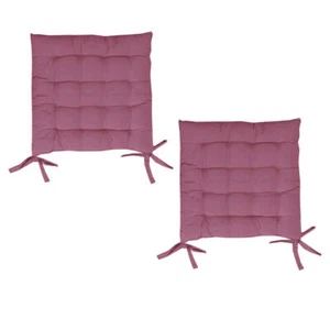 Set of 2 Chair Pads with Ties 40 x 40 cm Dusty Pink - Picture 1 of 2