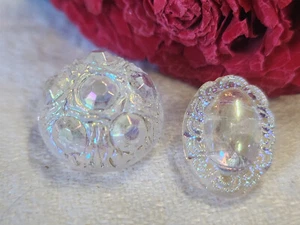 duo boutons anciens en verre mordoré 1,8 et 1,3 sur 1,8 cm G8H - Bild 1 von 3