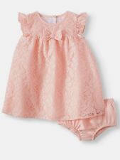 Wonder Nation Flutter Sleeve Lace Special Occasion Dress, Peach Whisper, 3-6 Mo.