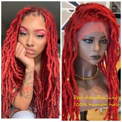 FULL LACE 100% Human Hair Red (or Any Color You Want) Dread Loc Wig . - Image 1 of 4